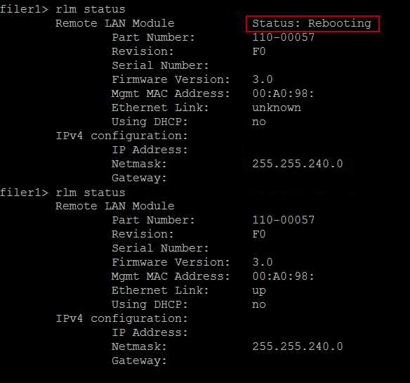screenshot - rlm status after rebooting rlm module